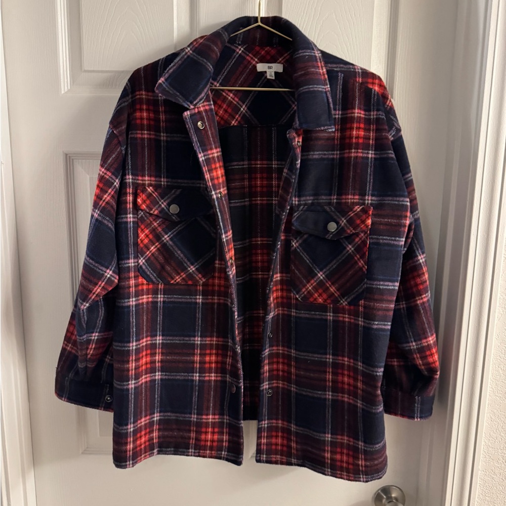 BP Plaid Utility Jacket in Red and Black